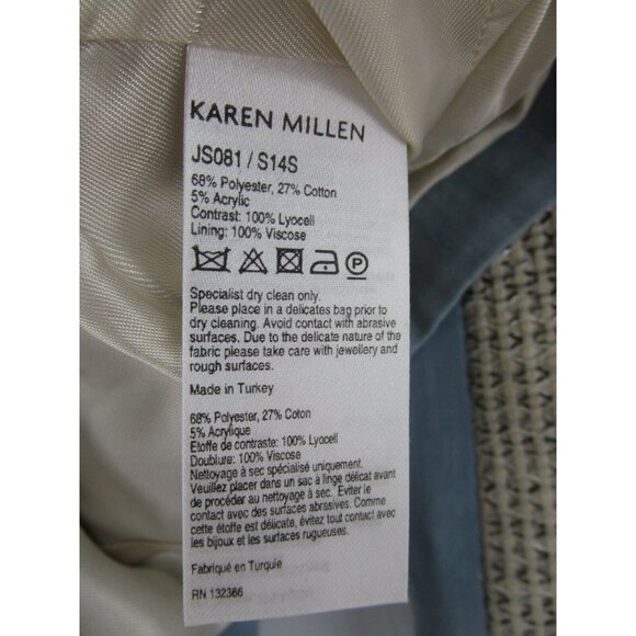 Karen Millen Jacket 10 White Motorcycle Biker Tweed Full Zip Crop * - Picture 12 of 14